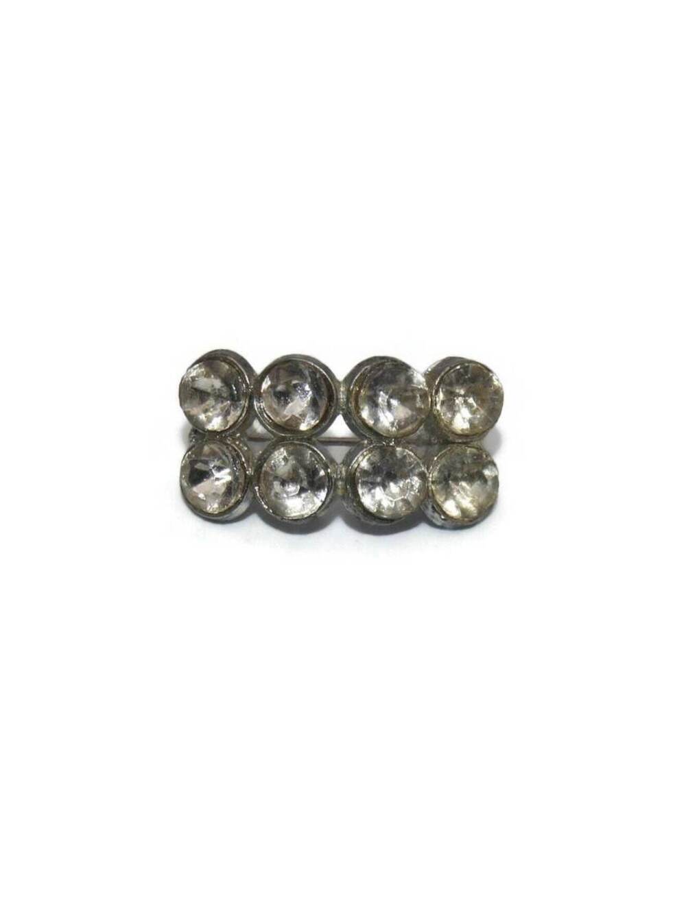 Vintage Silver Tone and Clear Rhinestones Lapel Pin with "C" Clasp.